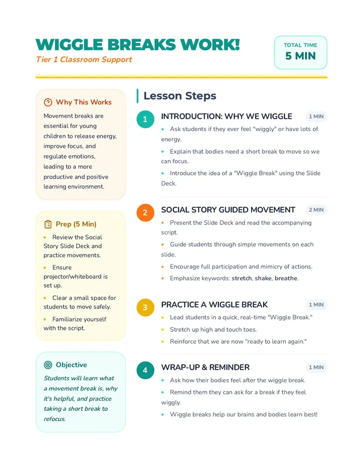 Wiggle Breaks Lesson Plan