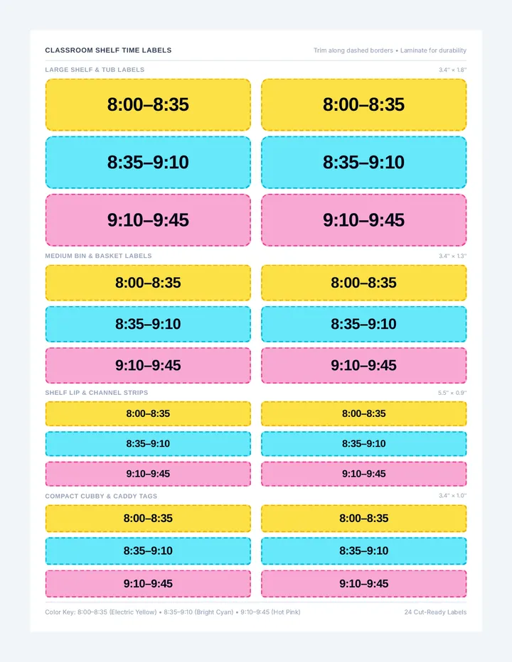 Classroom Shelf Labels