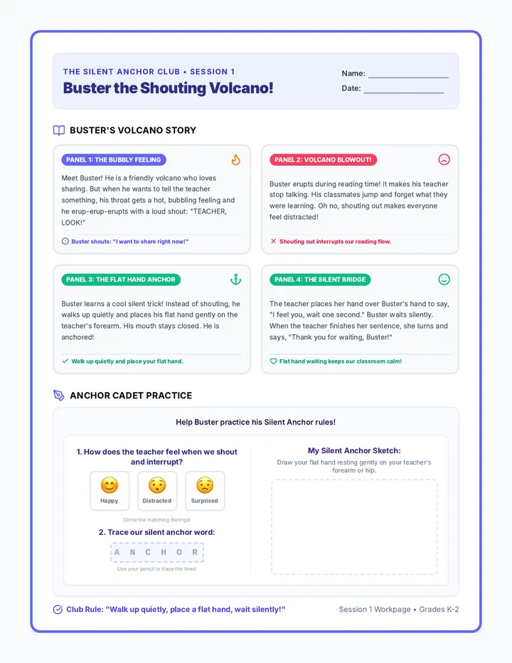 Attention Volcano Story Worksheet