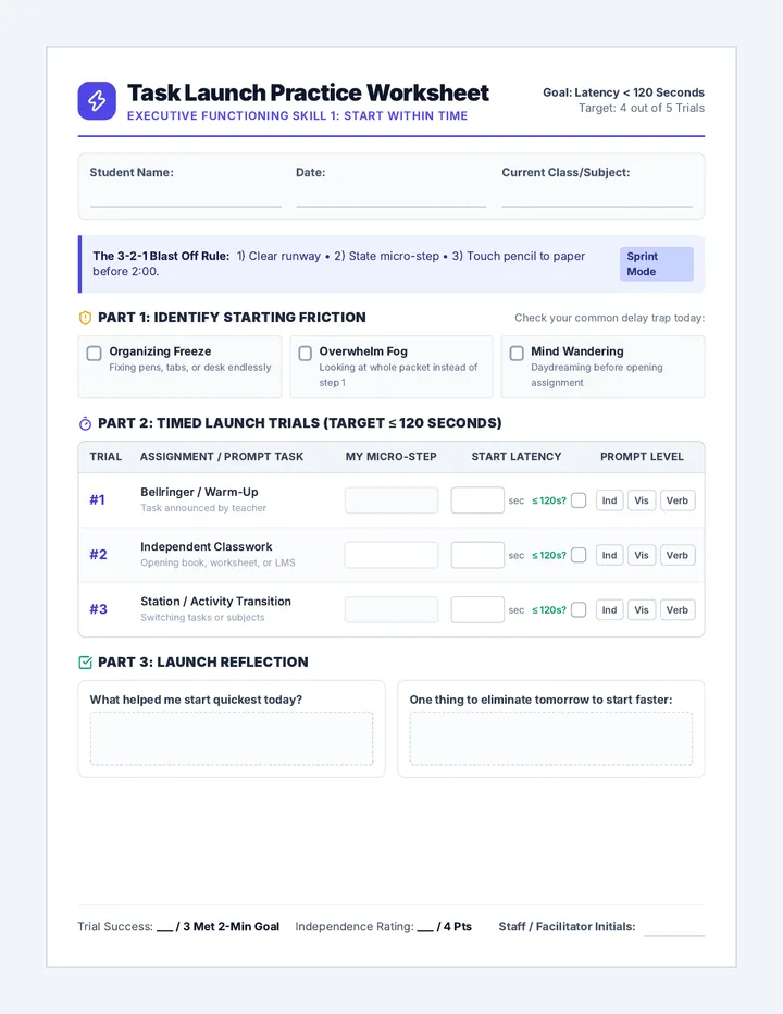 Task Launch Practice Worksheet