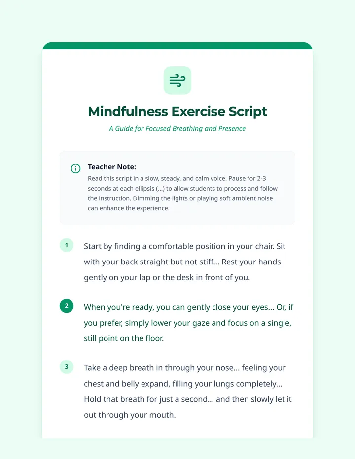 Mindfulness Script Guide