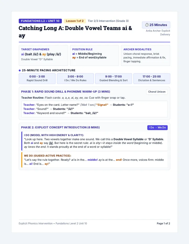 Catching Long A Teacher Guide
