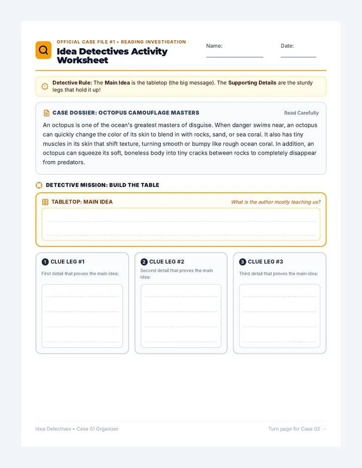 Idea Detectives Activity Worksheet