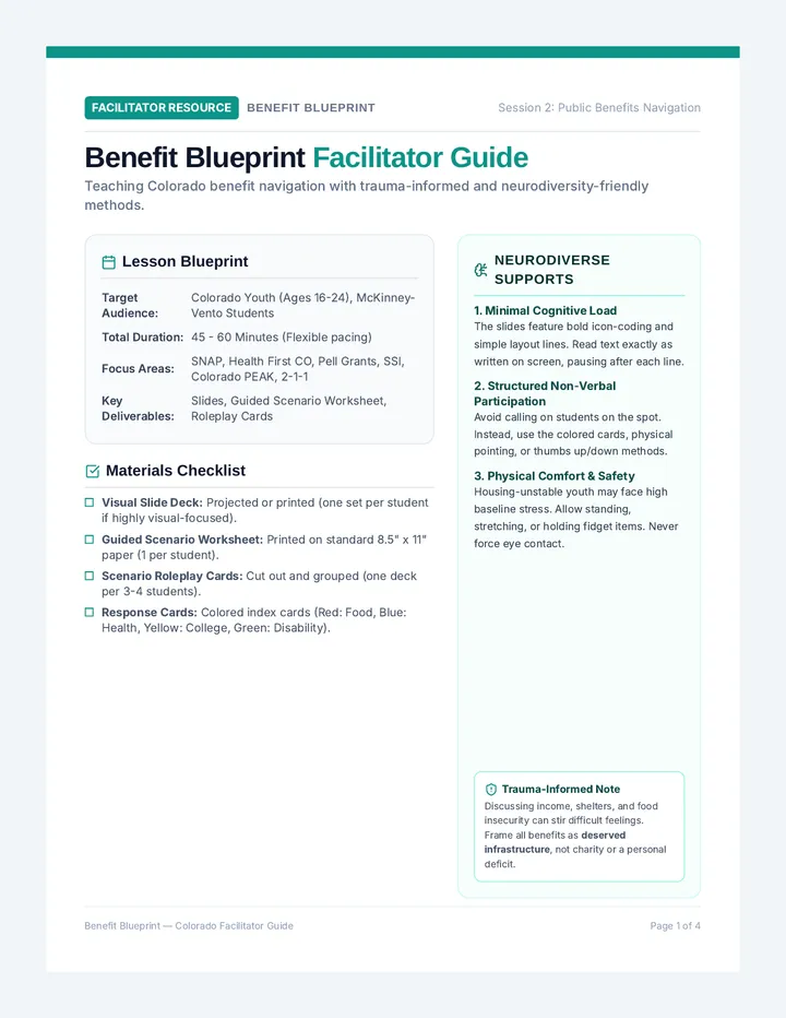 Benefit Blueprint Facilitator Guide