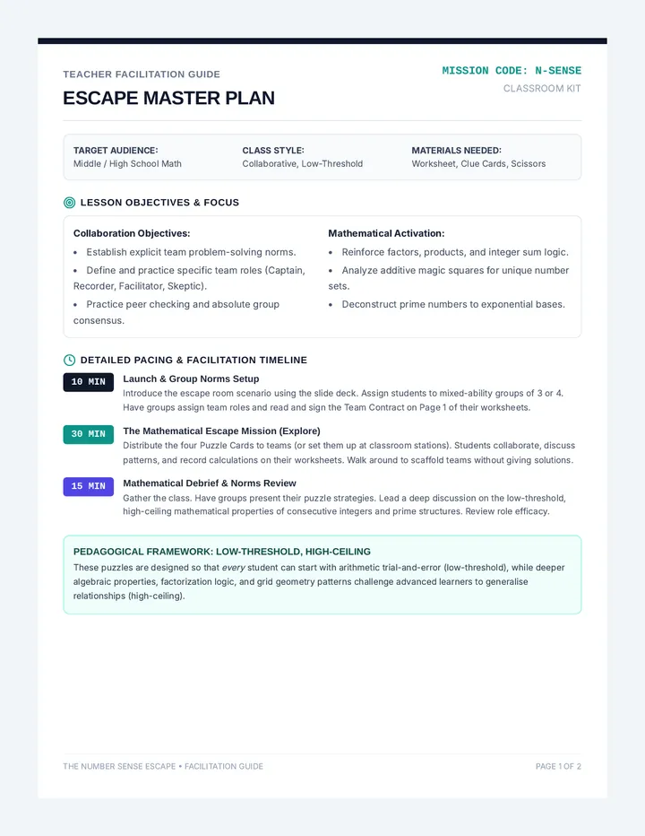 Escape Master Lesson Plan