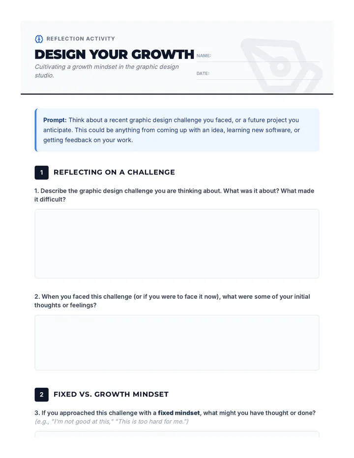 Mindset Reflection Worksheet