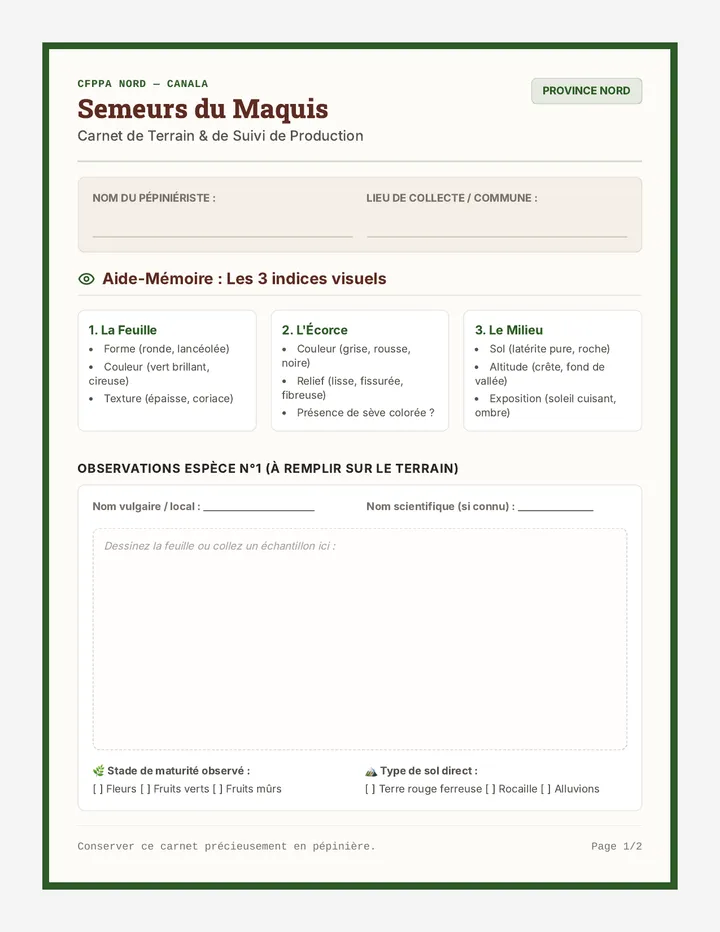 Semeurs du Maquis Carnet de Terrain