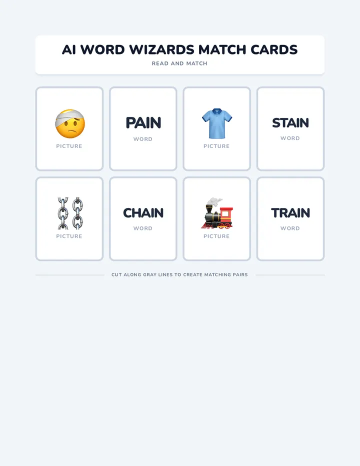 AI Word Wizards Matching Cards