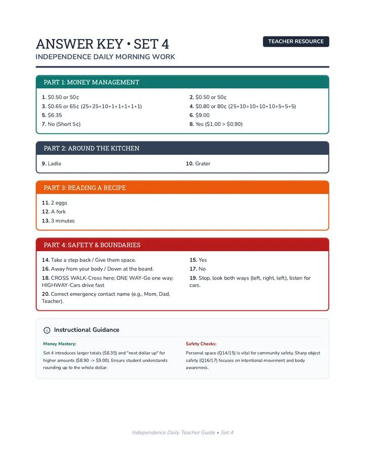 Independence Daily Answer Key 4