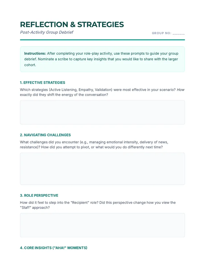 Reflection Strategies Discussion Handout