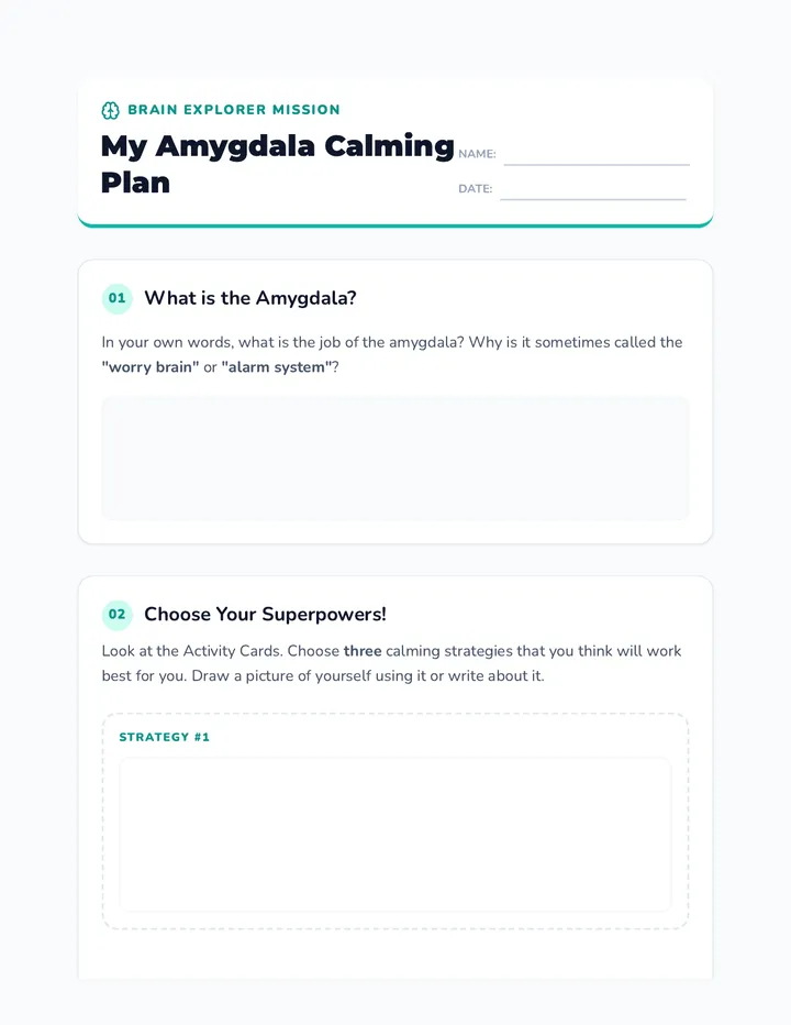 Amygdala Calming Worksheet