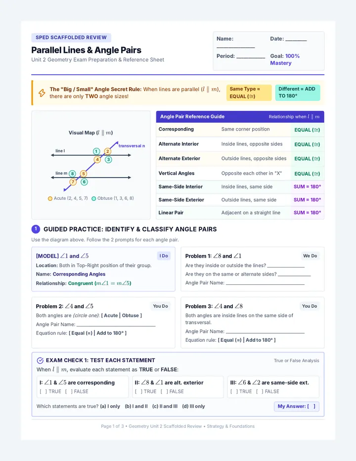 Angle Master Review Worksheet