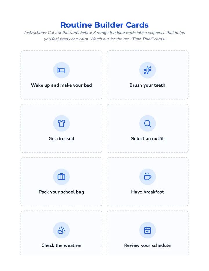 Routine Builder Cards