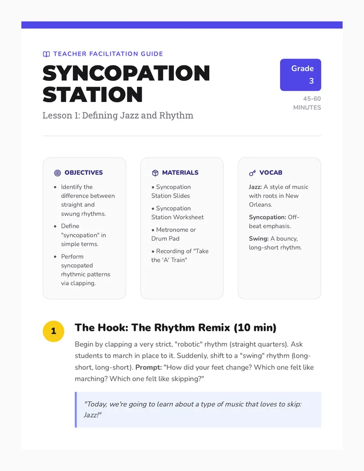 Syncopation Station Teacher Guide