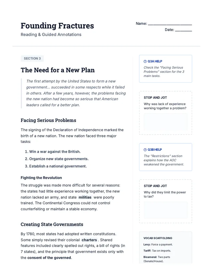 Founding Fractures Annotated Reading