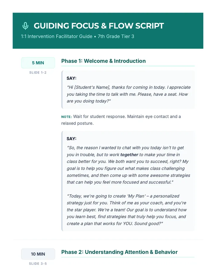 Guiding Focus Script Facilitator Guide