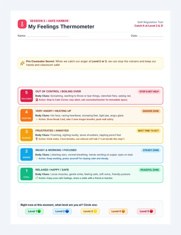 Feelings Thermometer Worksheet