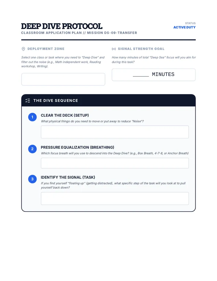 Deep Dive Protocol Worksheet