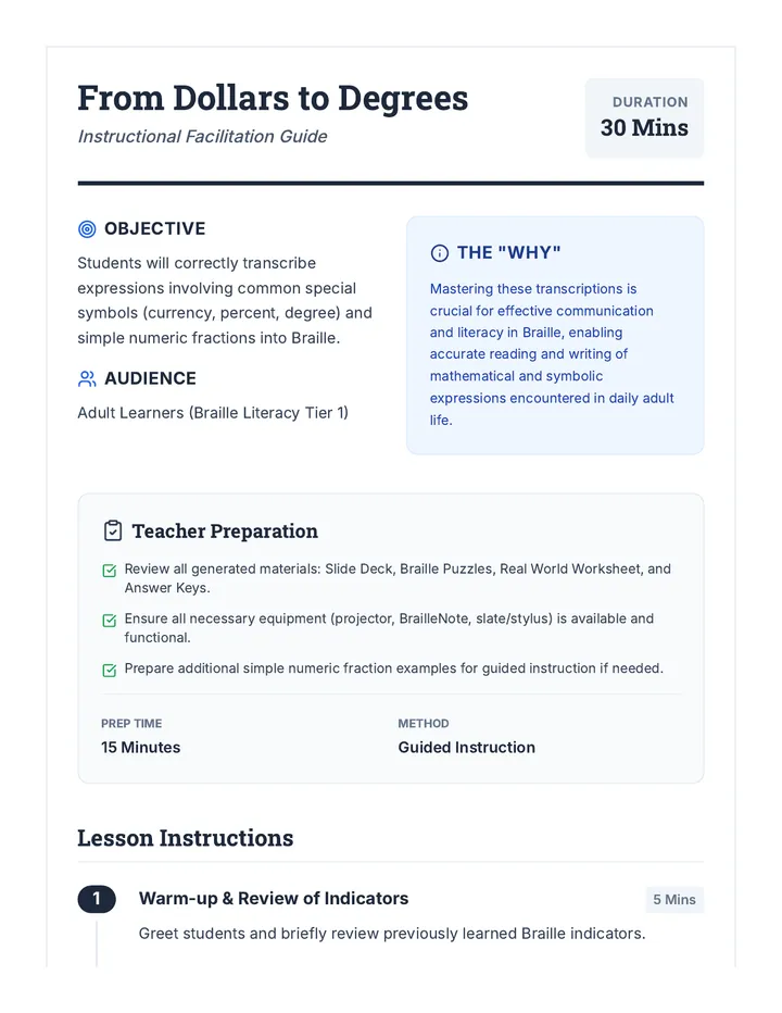 From Dollars to Degrees Lesson Plan
