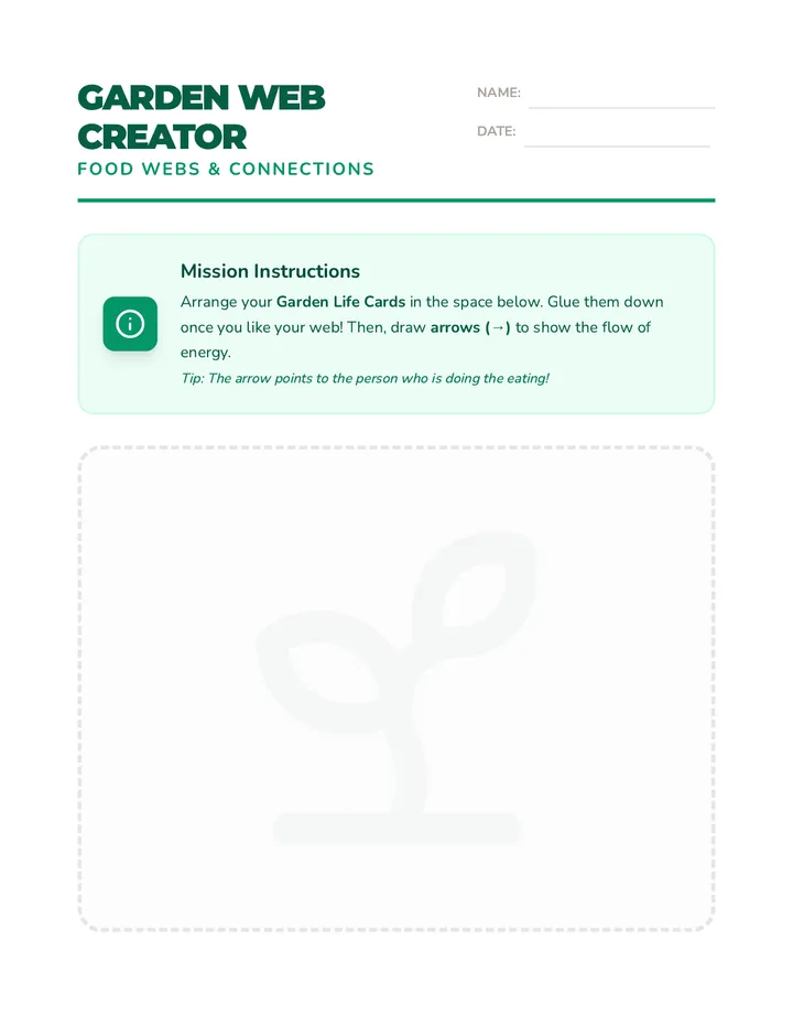Garden Web Creator Worksheet