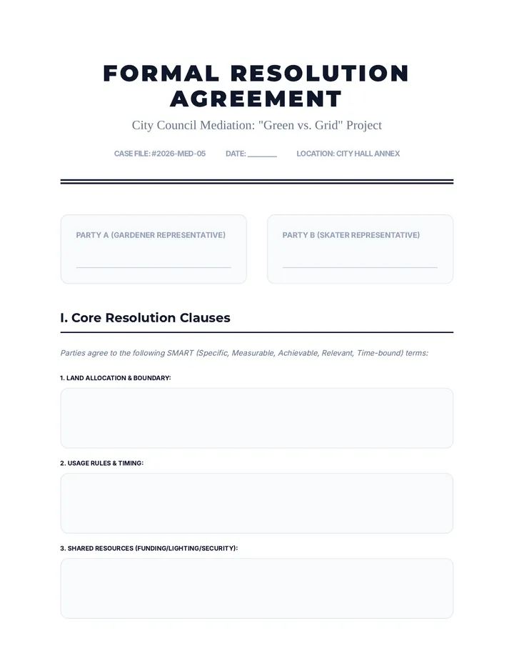 Mediation Summit Agreement Form