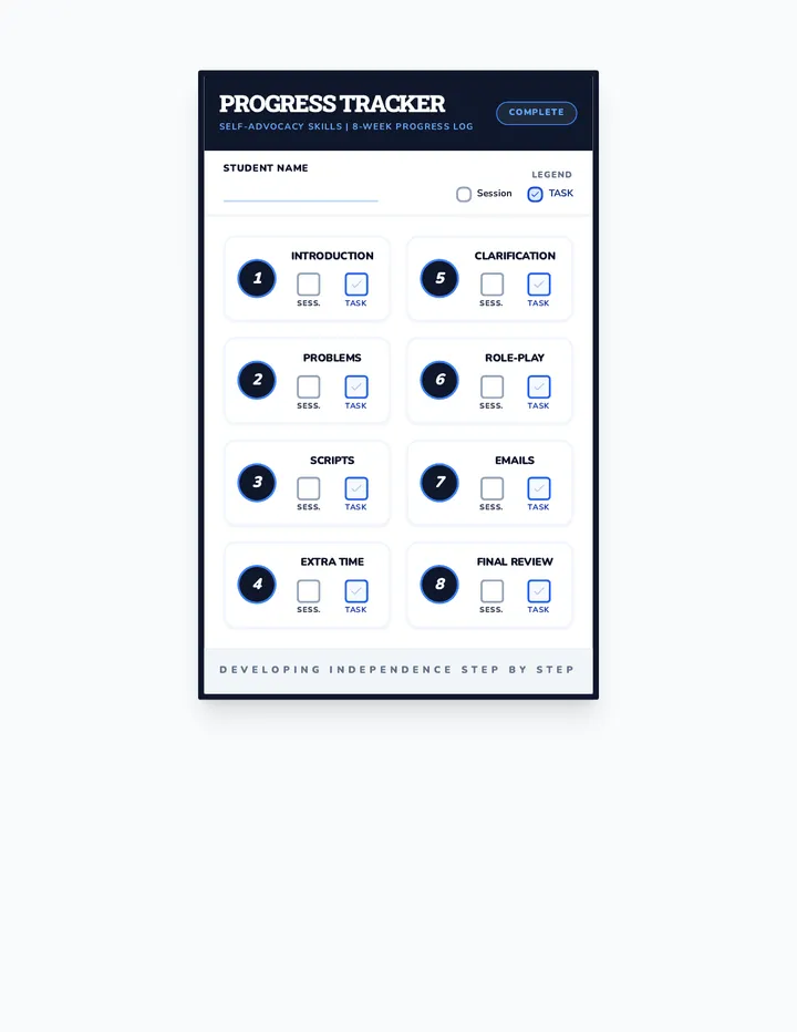 Self-Advocacy Progress Tracker Sheet