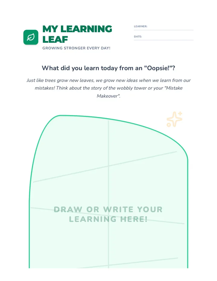 My Learning Leaf Worksheet