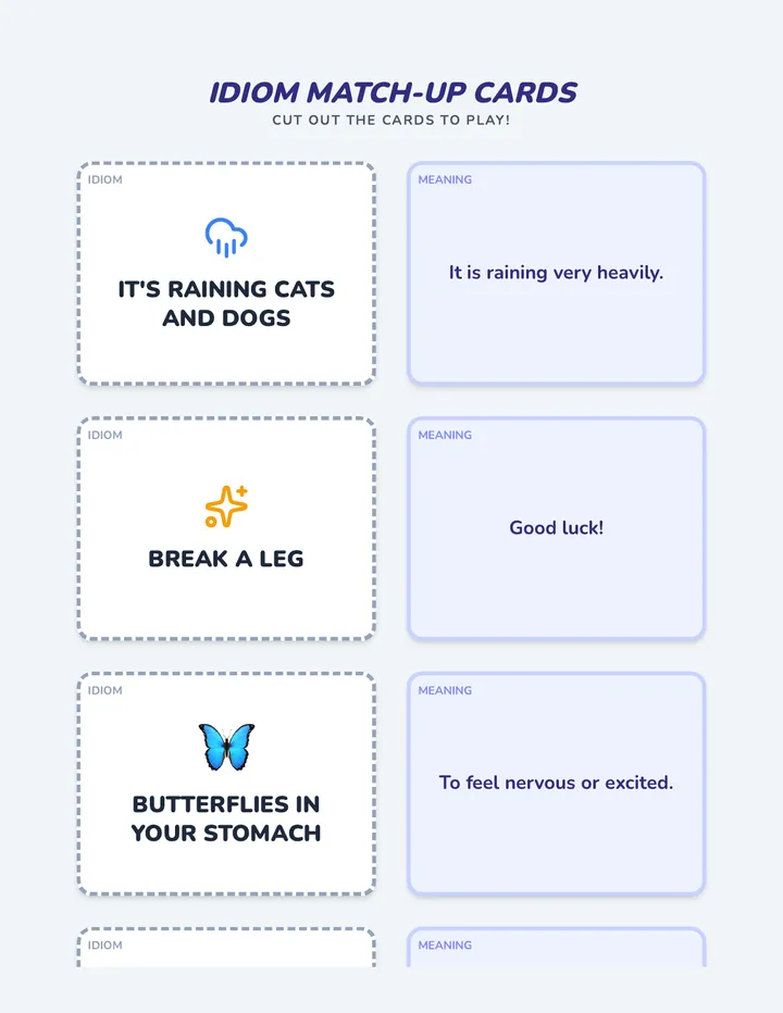 Idiom Match Up Cards