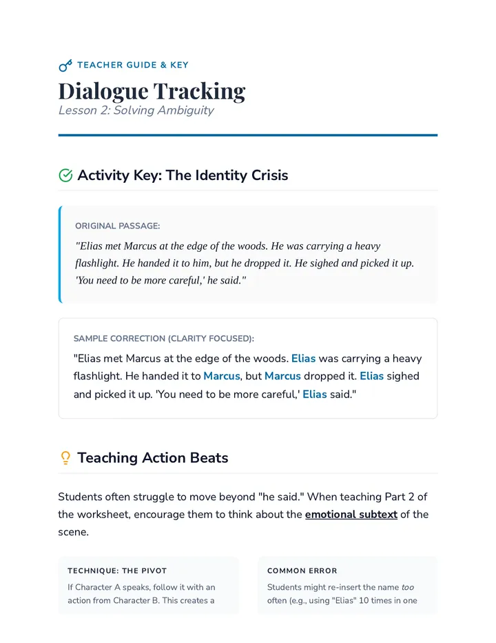 Dialogue Tracking Key Guide