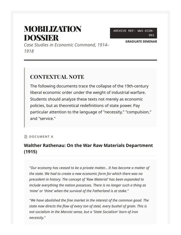 Mobilization Dossier Document Packet