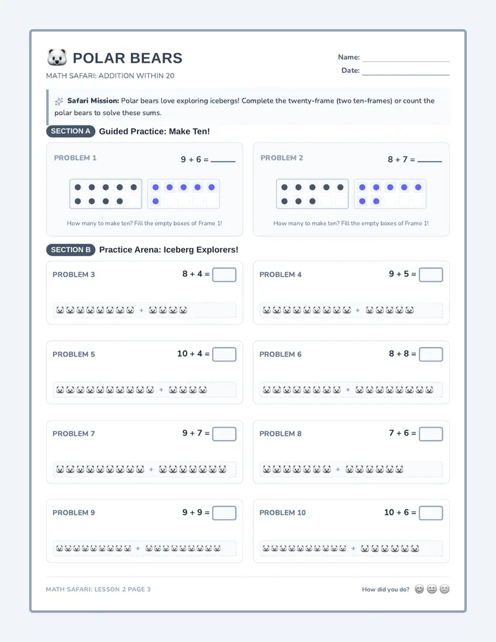 Polar and Reef Adventures Worksheet