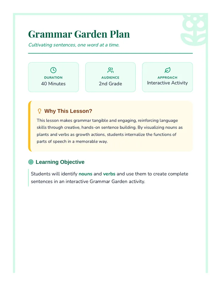 Grammar Garden Plan