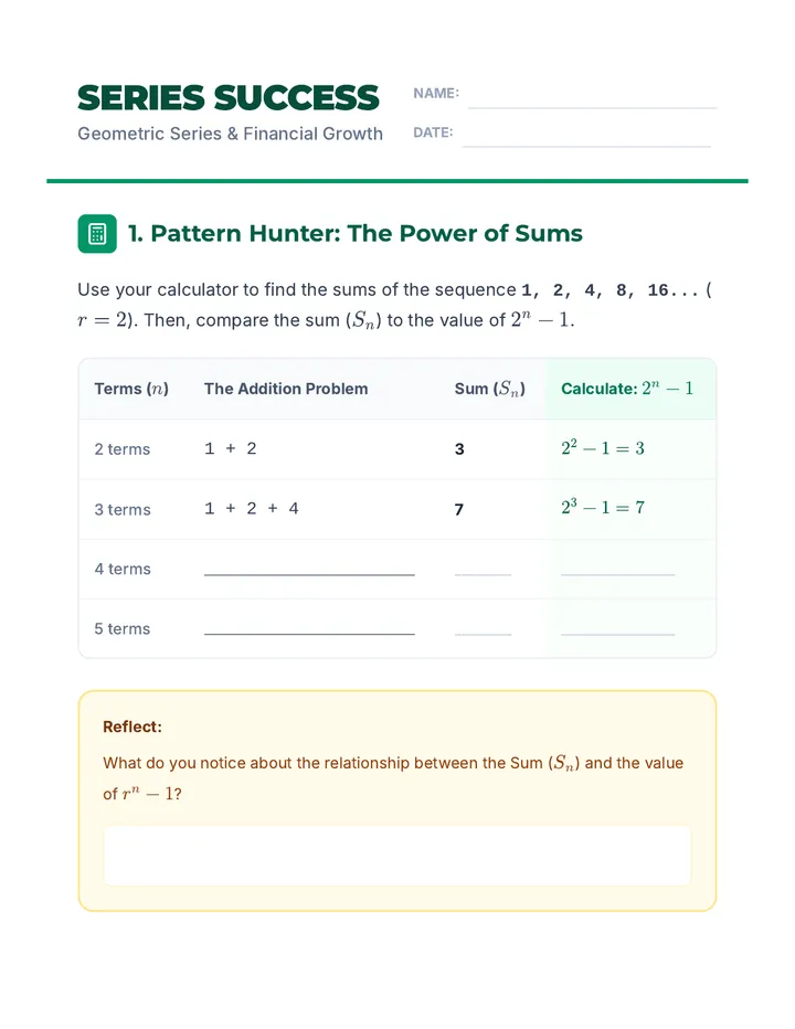 Series Success Worksheet