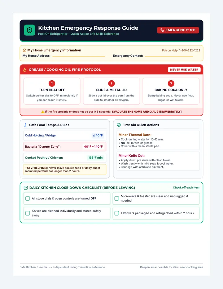 Kitchen Emergency Response Checklist