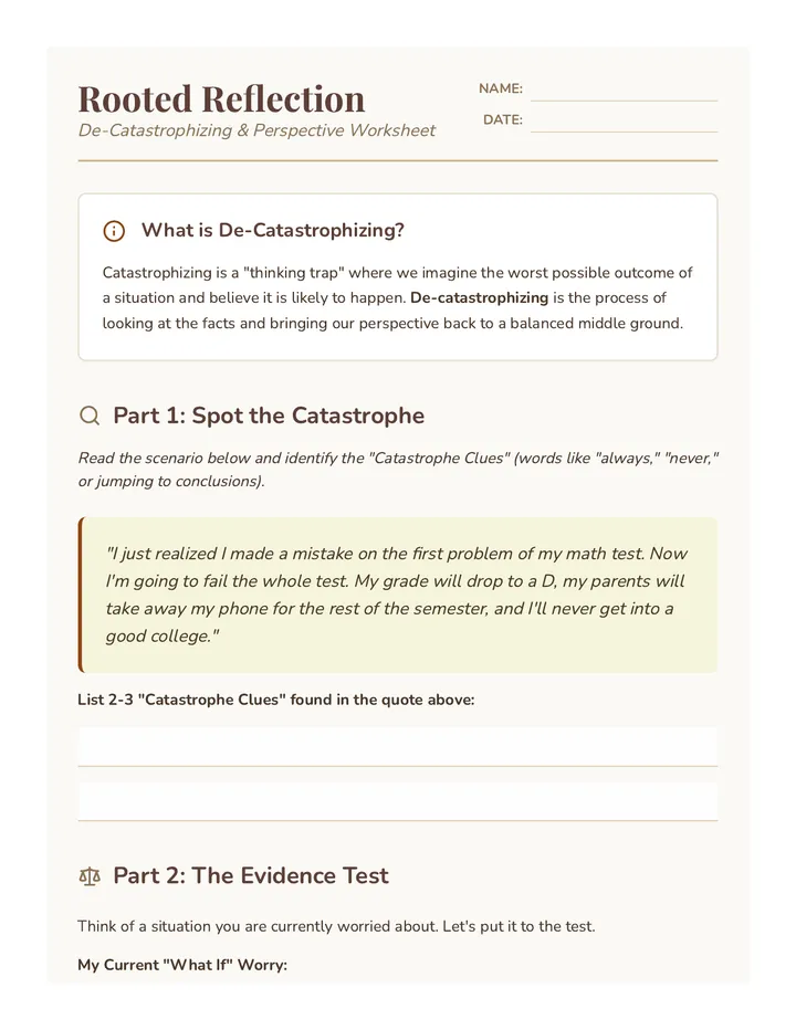 Rooted Reflection Worksheet