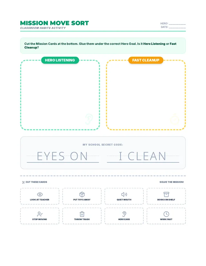 Mission Move Sort Worksheet