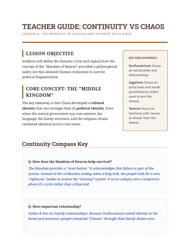 Warring States Teacher Guide