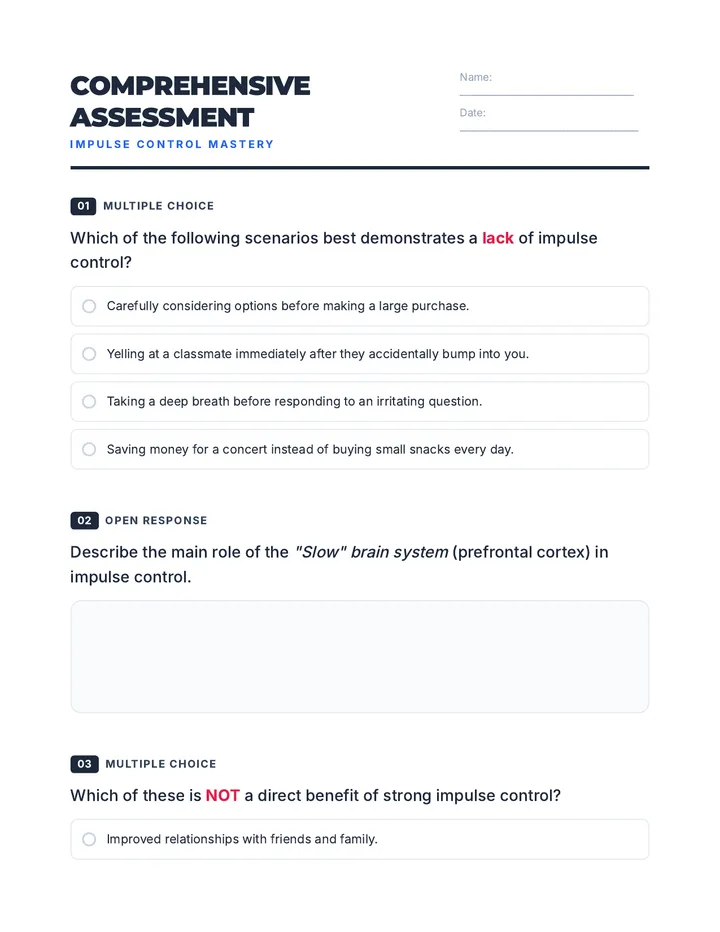 Impulse Control Comprehensive Assessment
