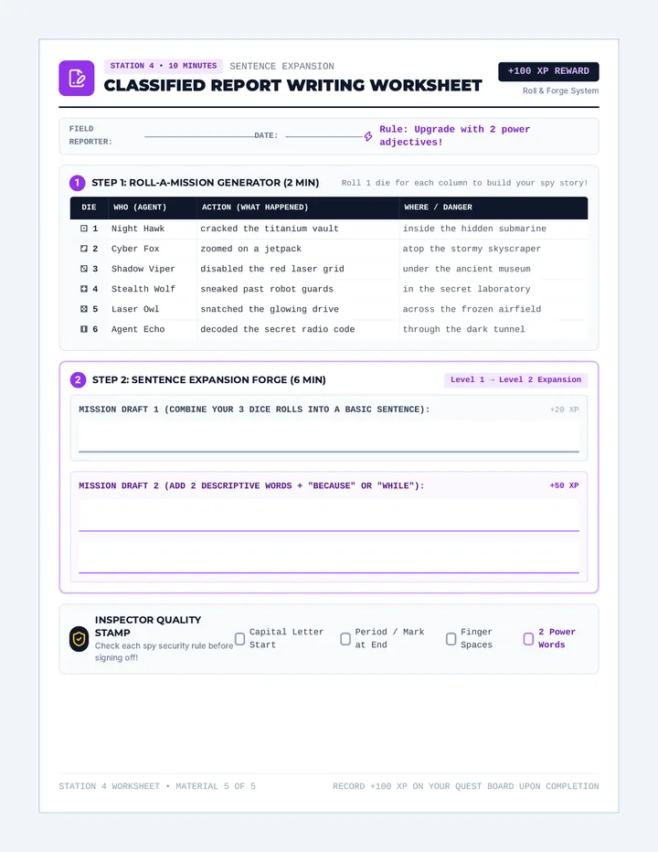 Classified Report Writing Worksheet