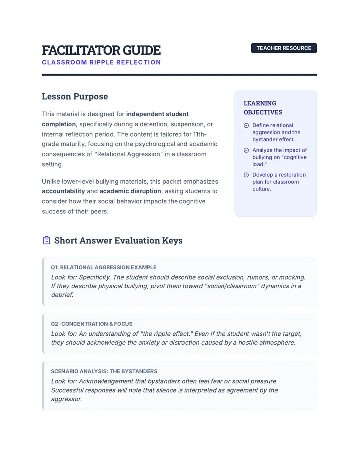 Classroom Ripple Facilitator Guide
