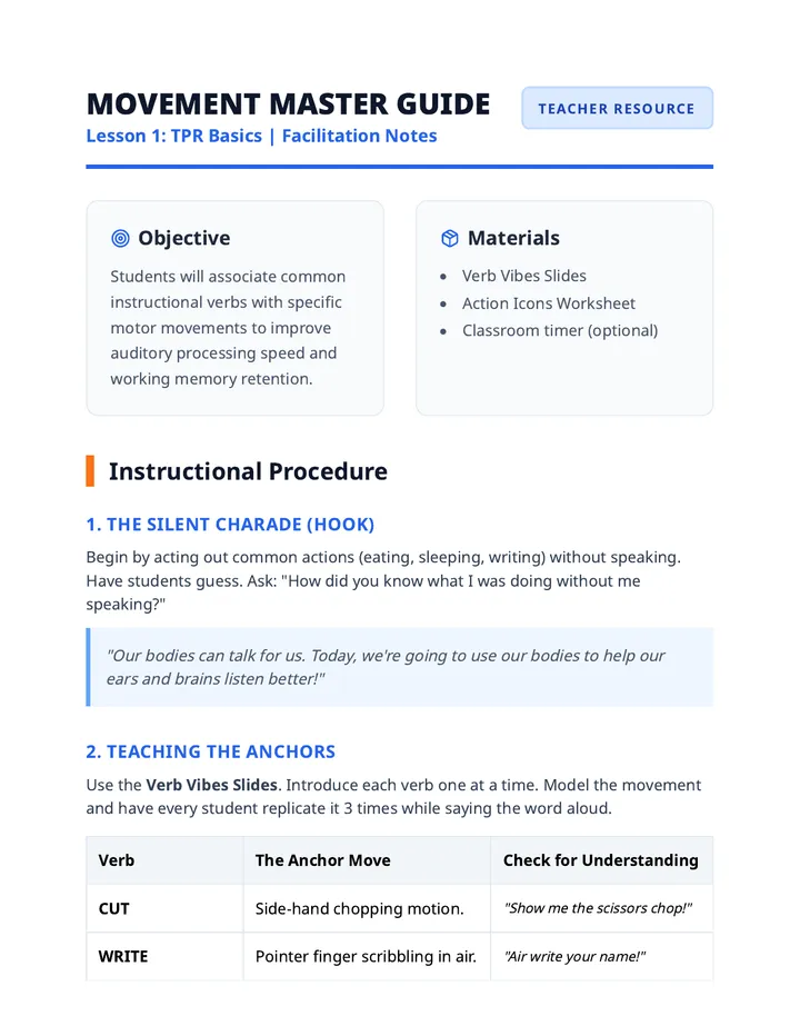 Movement Master Teacher Guide