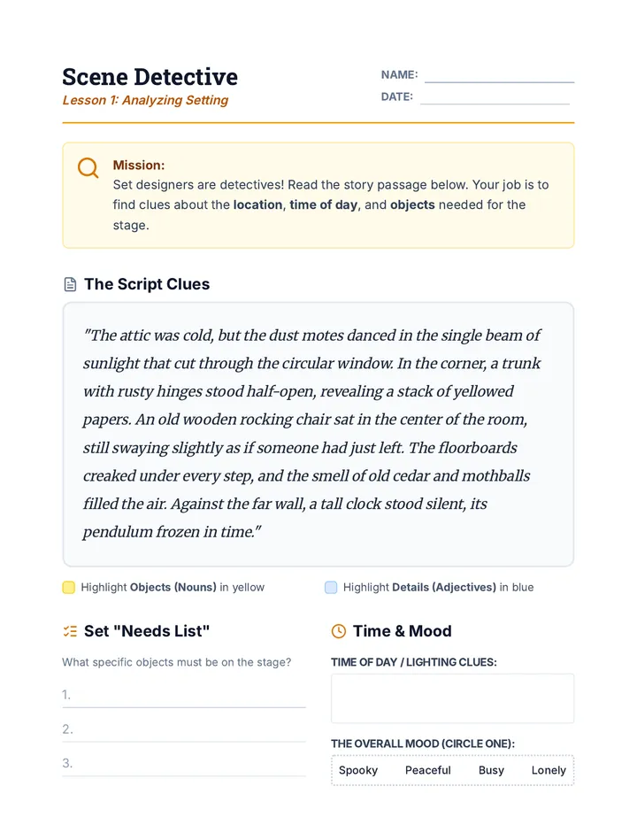 Scene Detective Worksheet