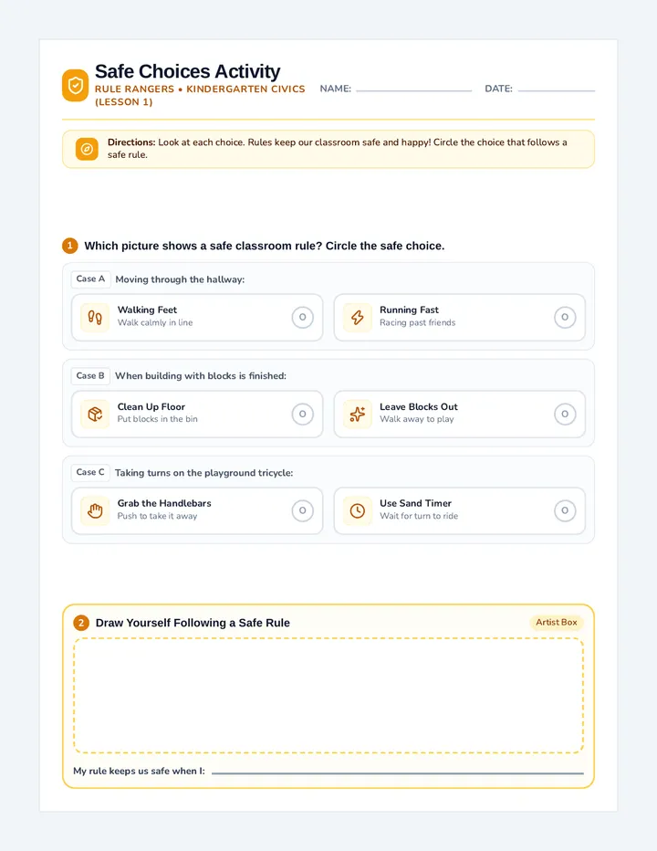 Safe Choices Activity