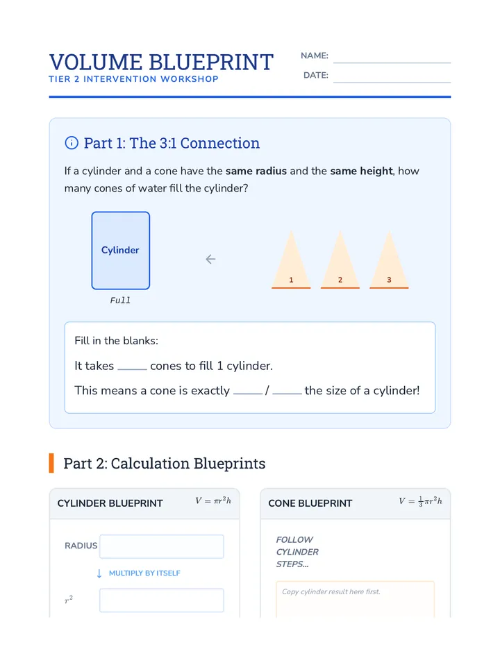 Volume Blueprint Worksheet