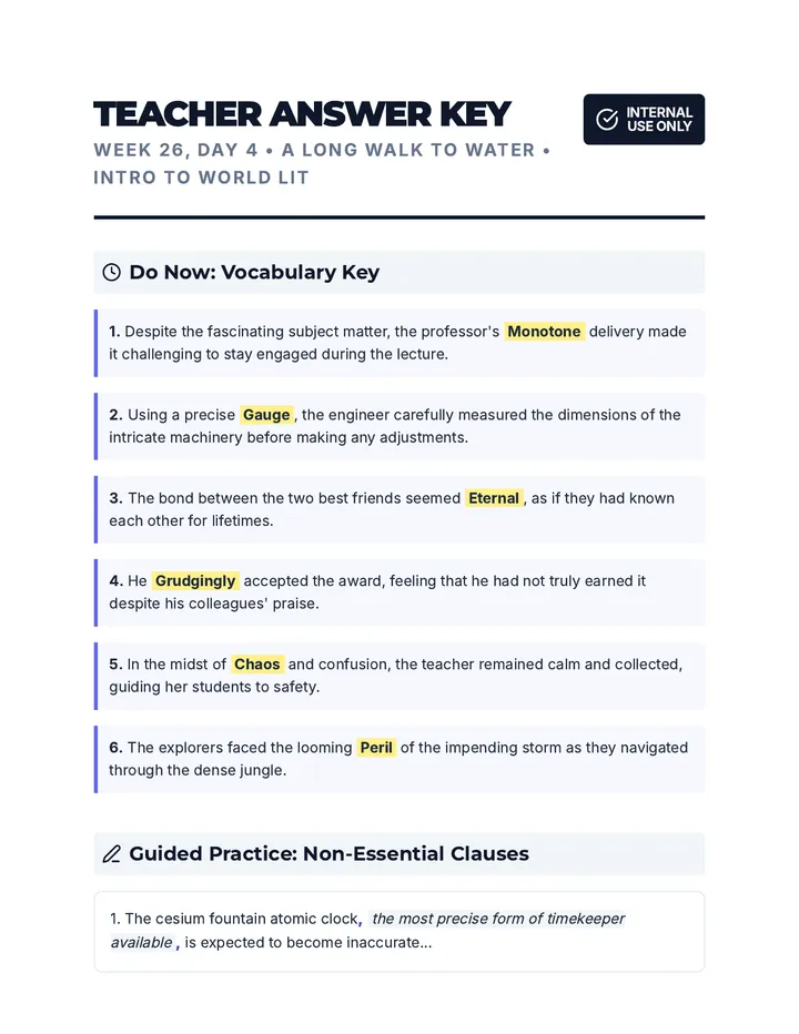 Clause Clarity Answer Key