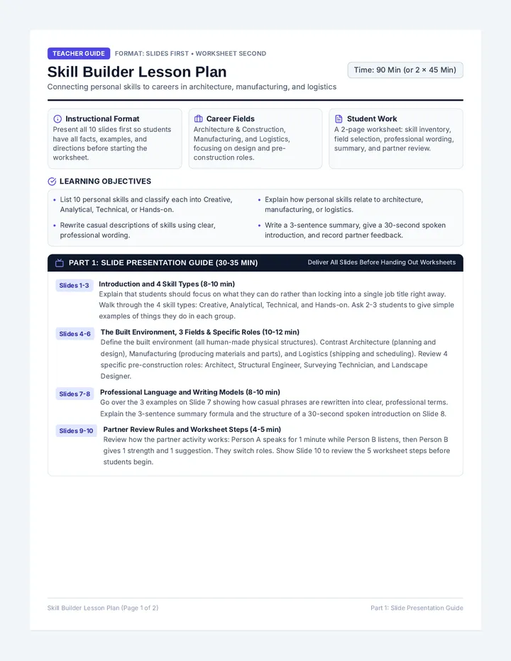 Skill Builder Lesson Plan
