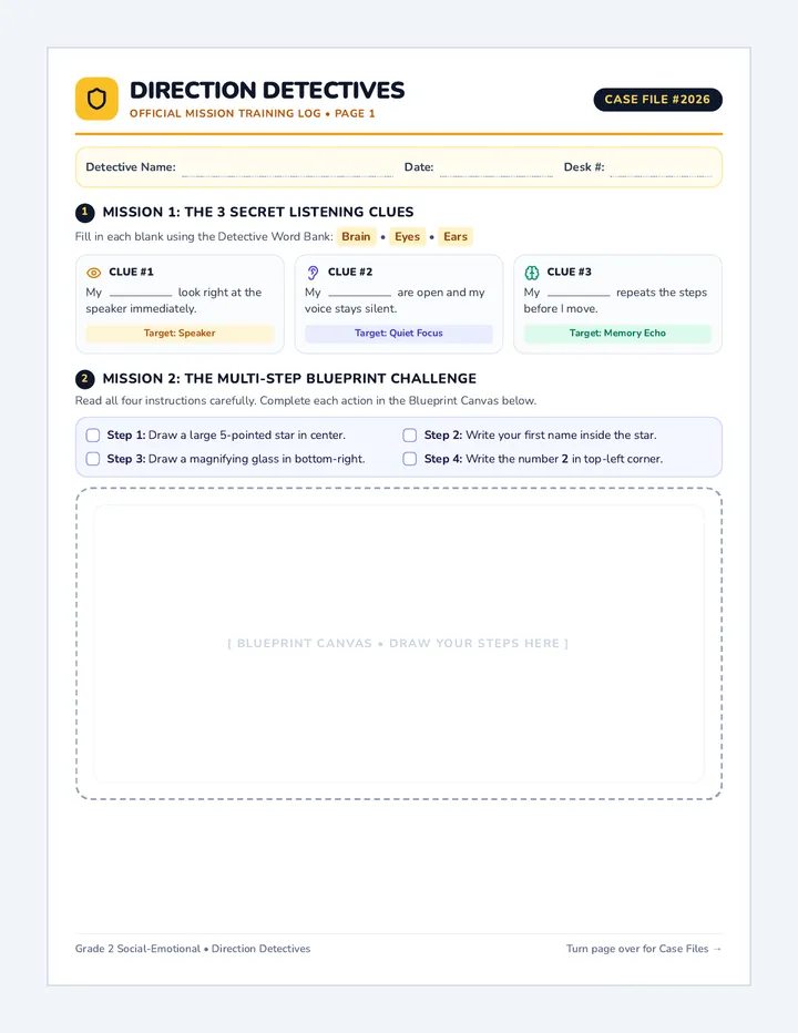 Direction Detectives Mission Worksheet