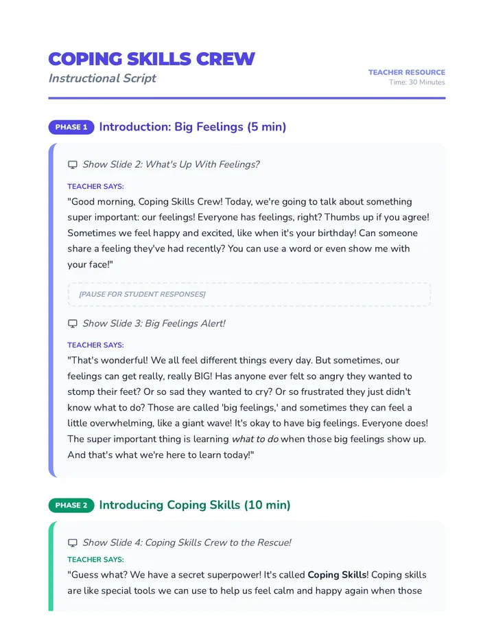 Coping Skills Crew Script