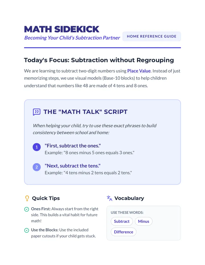 Math Sidekick Parent Letter