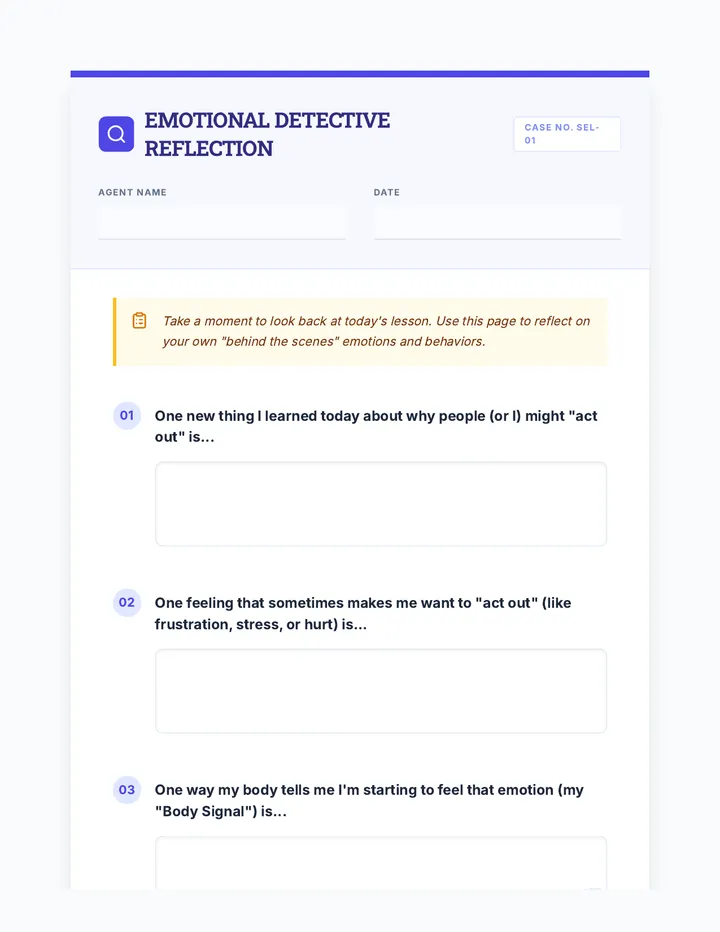 Behind the Behavior Reflection Sheet